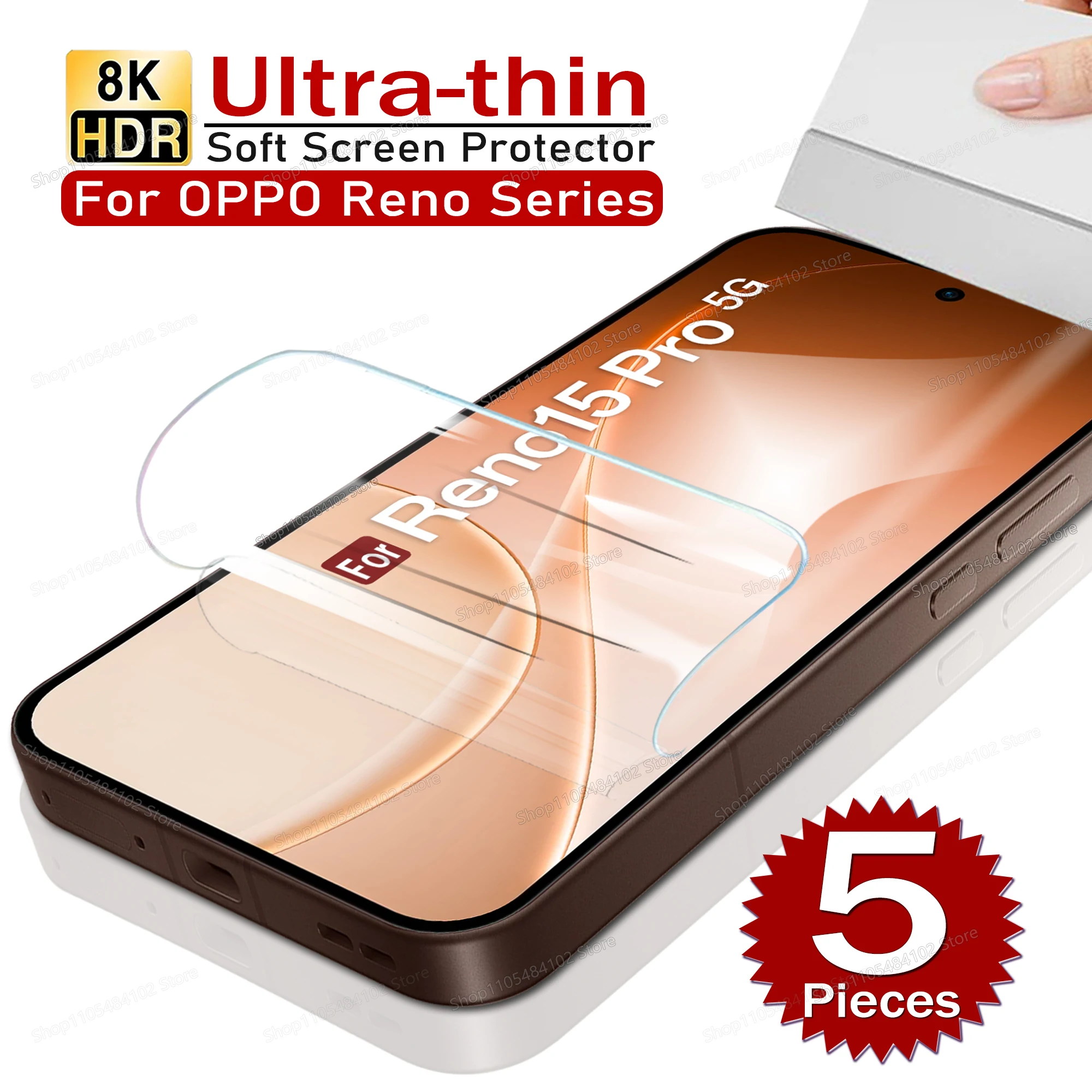 5 Stück ultradünne Hydrogel-Folie für OPPO Reno 15 14 Pro 5G 11 12 13 F 10 Pro Plus 11F 12F 13F 14F 15F 15 FS Klarer Displayschutz