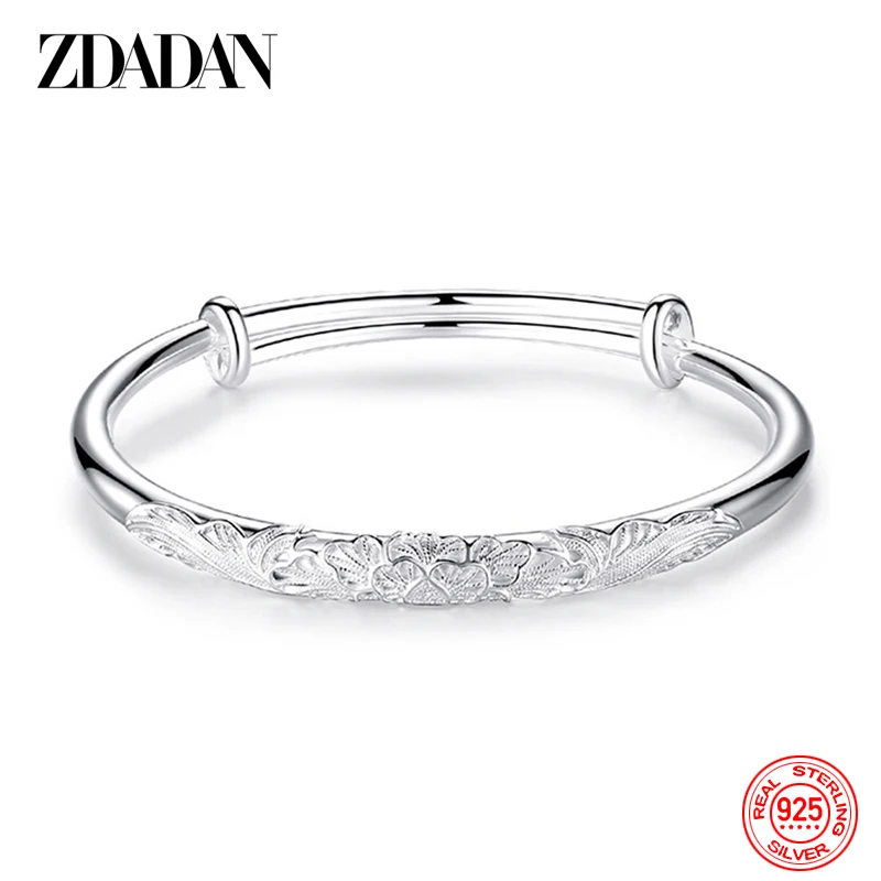 ZDADAN 925 Silver Adjustable Bracelet Bangle For Women Wedding Fashion Jewelry