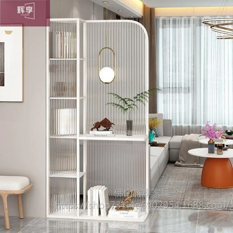 Modern door entrance cabinet, living room screen, simple sofa, door-to-door Changhong water pattern glass partition rack