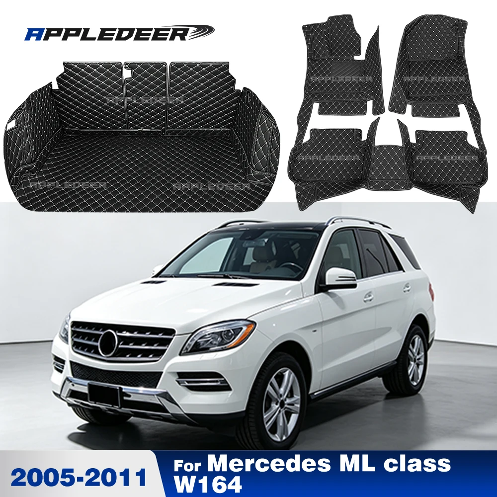 Car Floor Mats For Mercedes ML class W164 2005-2011 2006 2007 2008 2009 Car Trunk Mats Dirt-Proof Waterproof Scratch-Resistant
