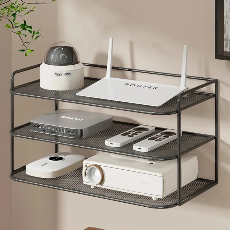 

Multi-Layer WiFi Router Wall Shelf, No-Drill Heat Dissipation Rack, Set-Top Box Organizer, Modern Wall-Mounted Storage Stand