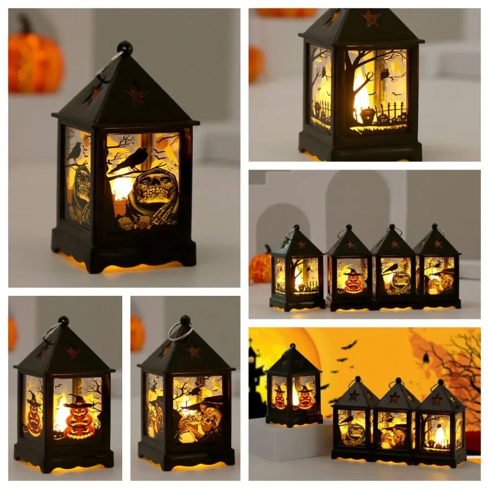 خمر الساحرة هالوين الرياح فانوس الغراب البومة الشمعدان مصباح الرياح LED قلادة صغيرة محمولة باليد