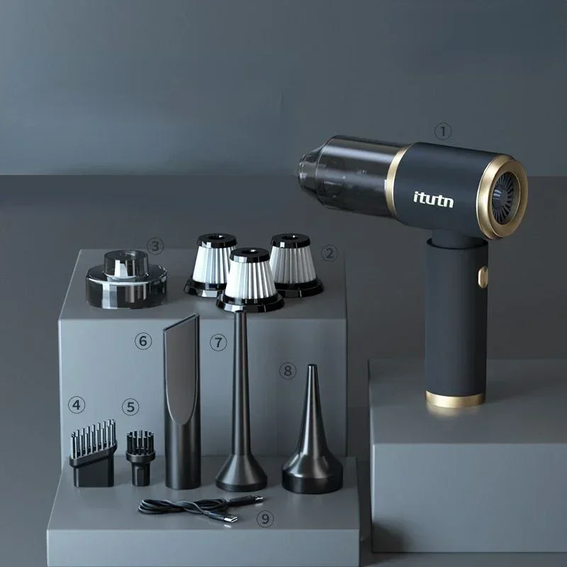 مكنسة كهربائية للسيارة لاسلكية 98000PA، آلة تنظيف محمولة للوحة المفاتيح، منظف محمول صغير قوي للسيارة والمنزل