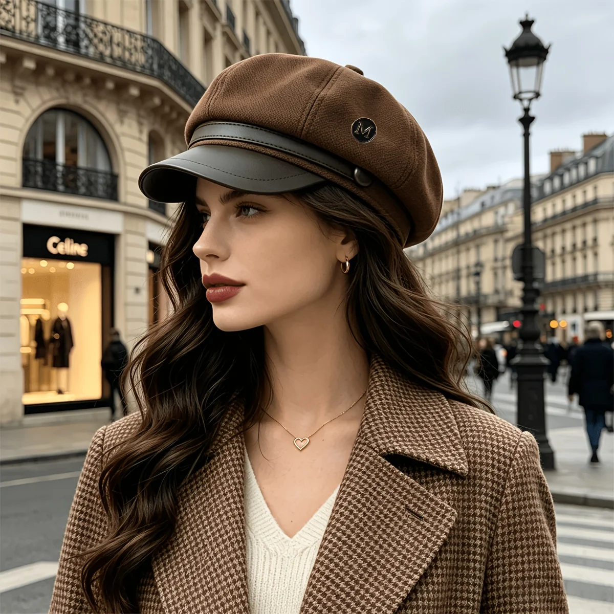 M-style Iron Buckle Logo Women's Beret Hat Retro Casual Baseball Cap Simple Classic Autumn Versatile British-inspired Look