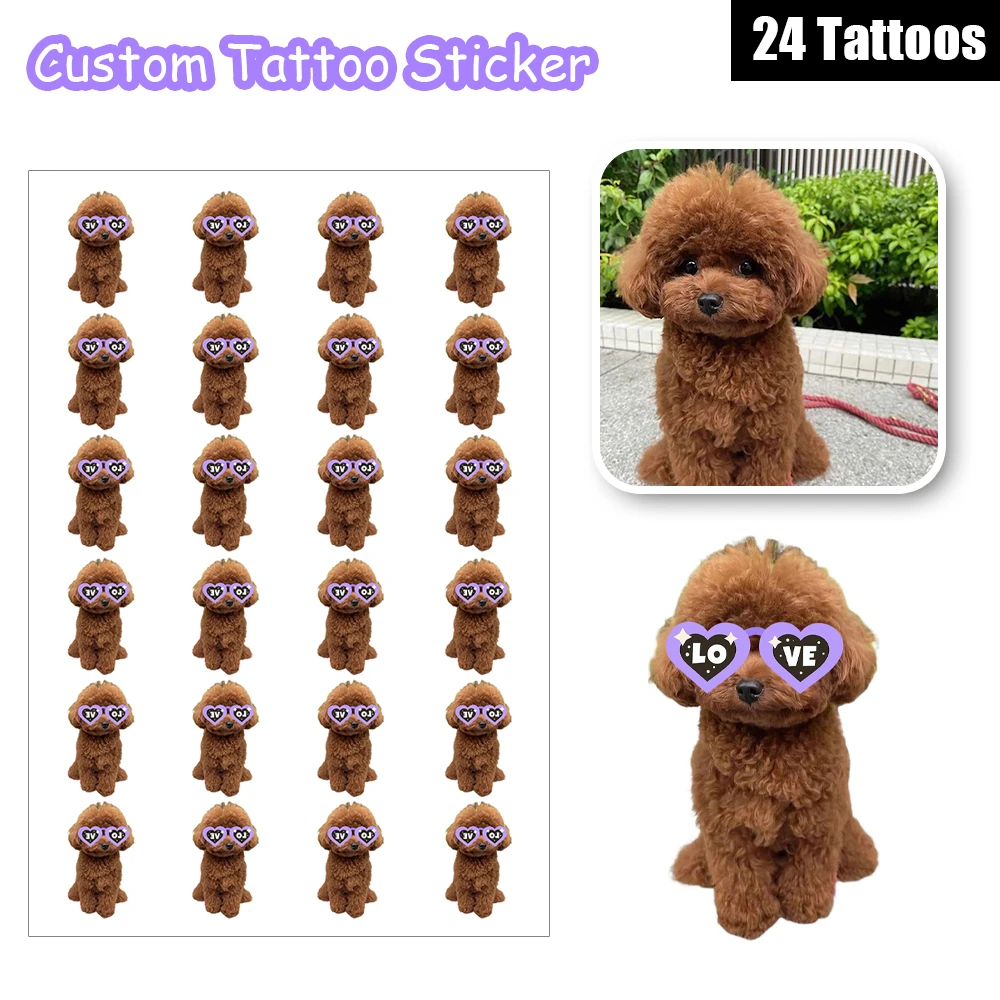

24 Designs Pet Customized Personalized Waterproof Temporary Tattoo Sticker Gifts For Dog Lovers Birthday Party Wedding Present