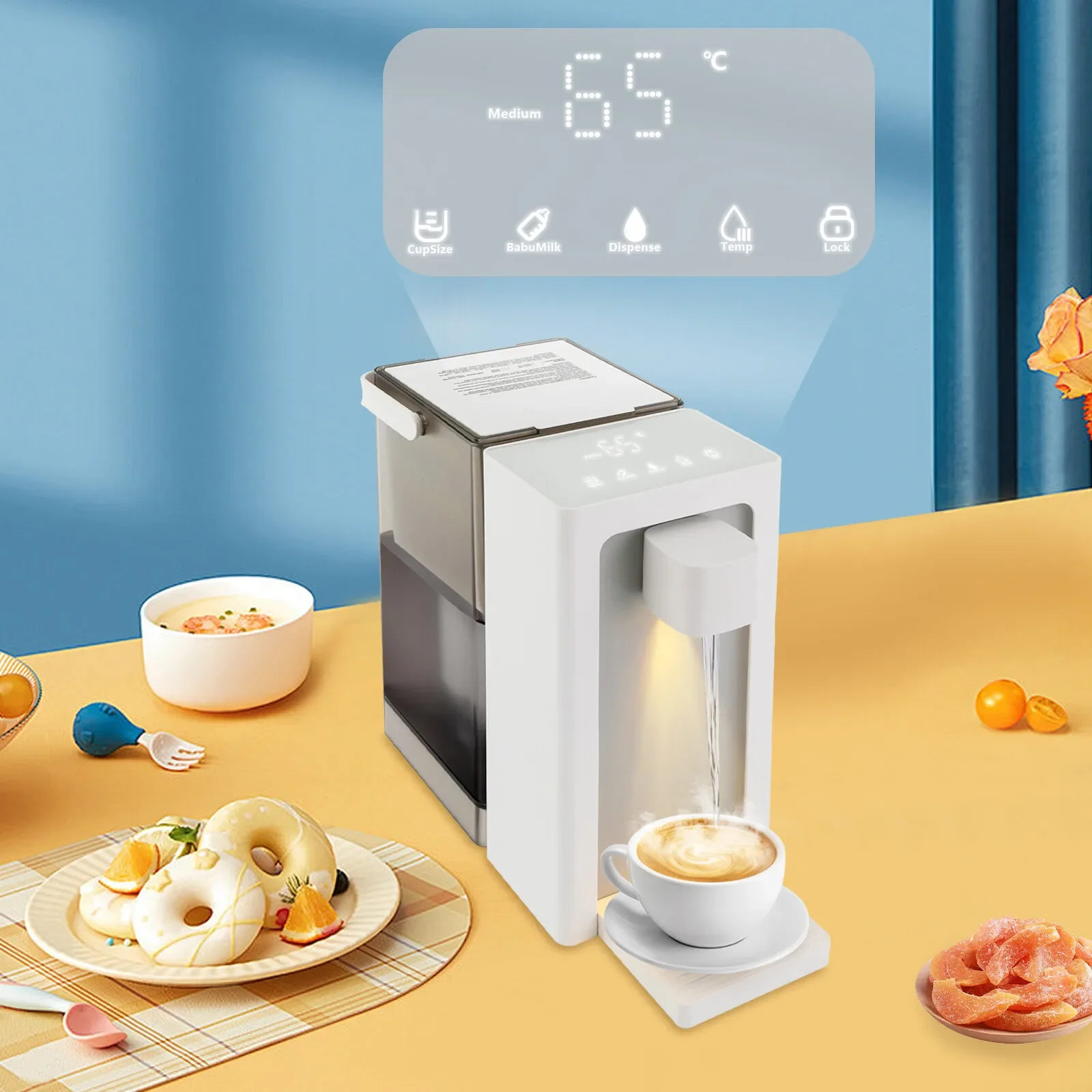 مجموعة موزع وفلتر للمياه الساخنة الفورية الفاخرة - نظام كونترتوب الكل في واحد، تصميم موفر للمساحة مع تسخين 3 ثوانٍ