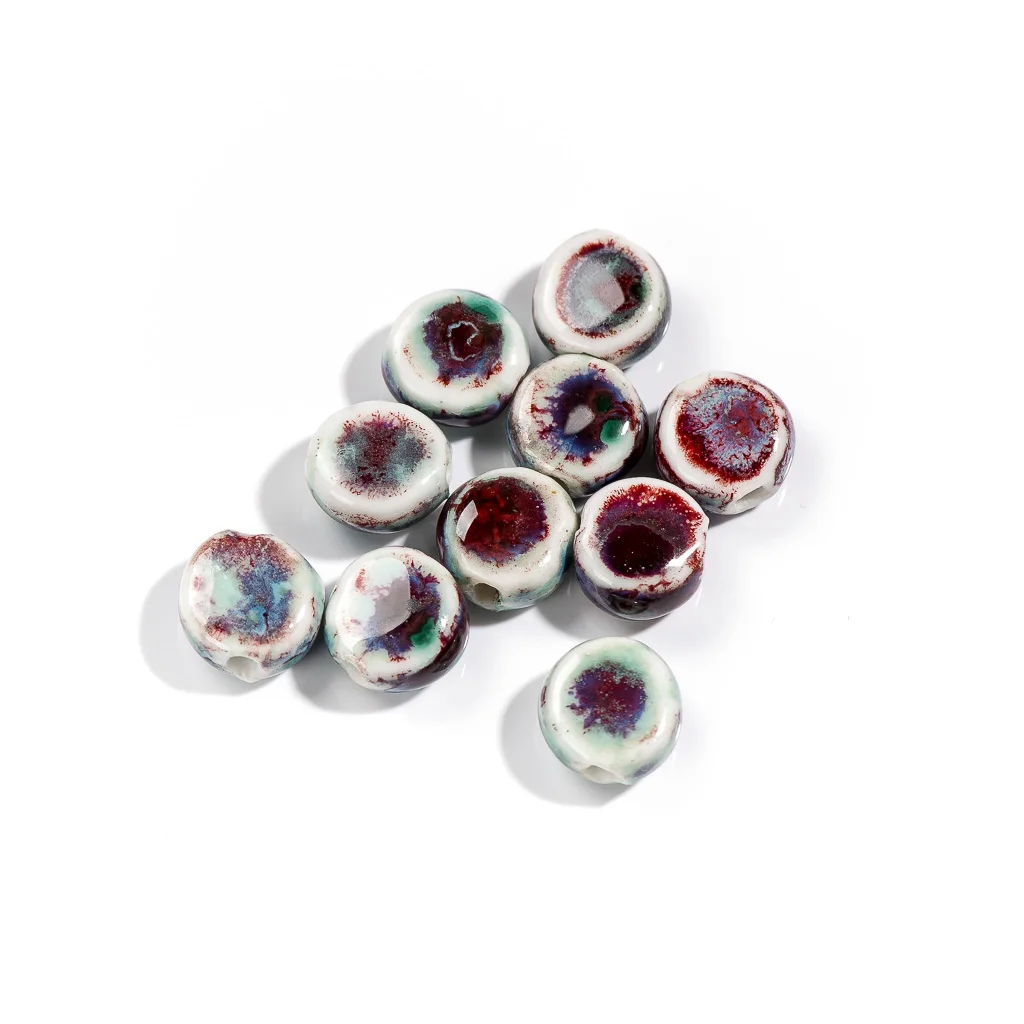 11 # multicolore piccolo oblato squisito perline in ceramica accessori per la creazione di gioielli #8A41620