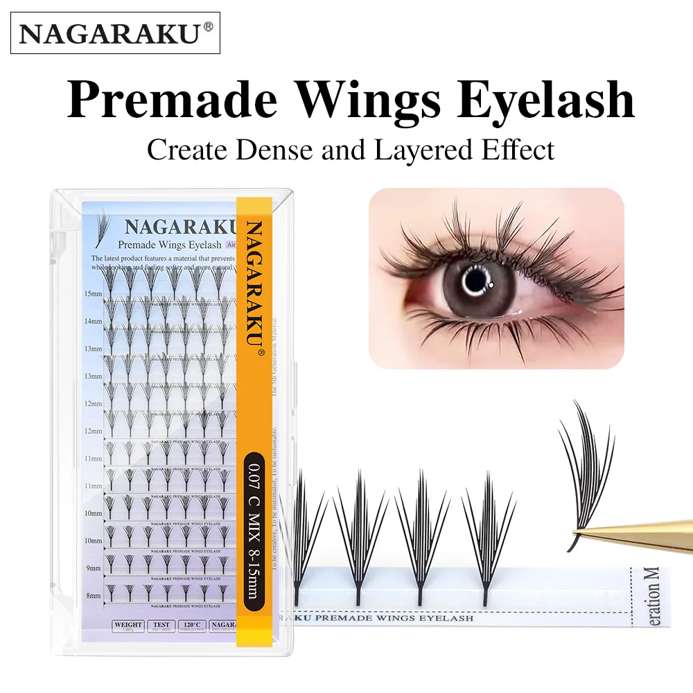 NAGARAKU Vorgefertigte Schmale Spitze Feenflügel-Wimpern Anime-Effekt Weiche Feder Flatternde Wimpernverlängerungen Comic – Detail 14