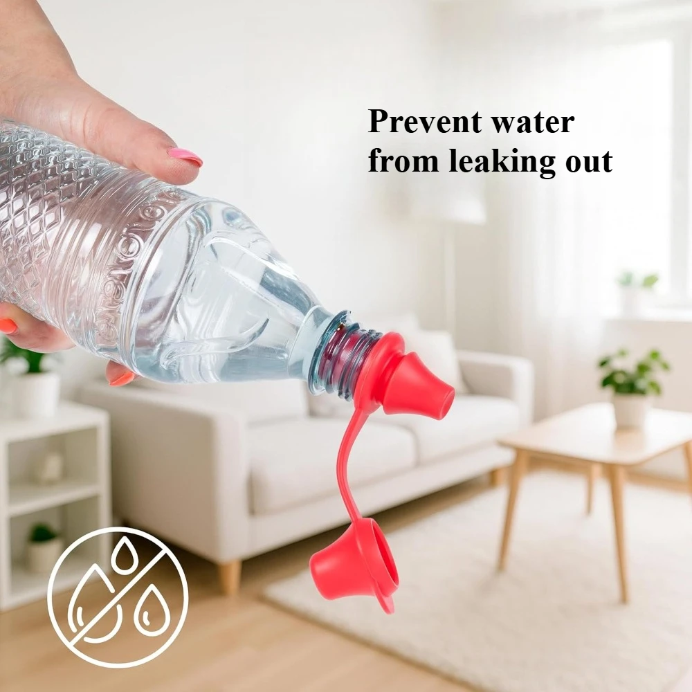 

2pcs Bottle TopSpout 100% Silicone Sippy Top Spout with Protective Cap Makes The Bottle Top Spill Proof Lid for Kids and Adults