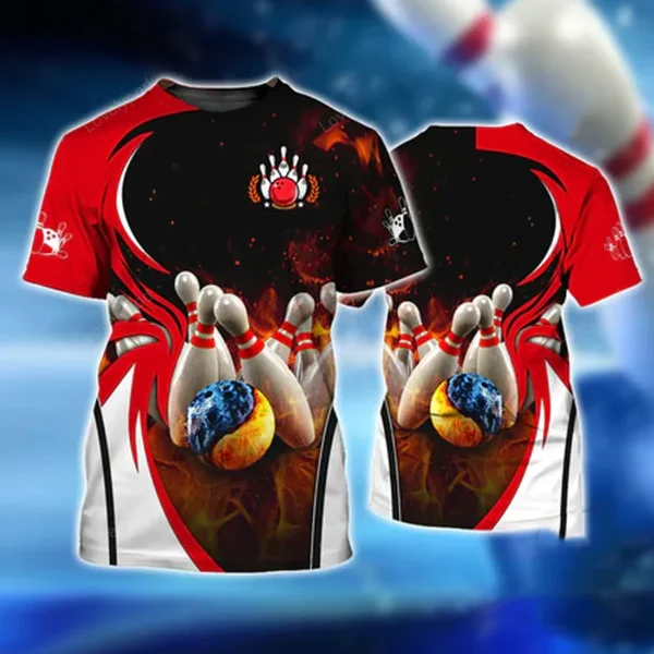 Bowling Club T shirt Trend 3D Print Men's Bowling Lovers Sport Tees Casual Plus Size Unisex Top Summer Street Youth Man Clothing
