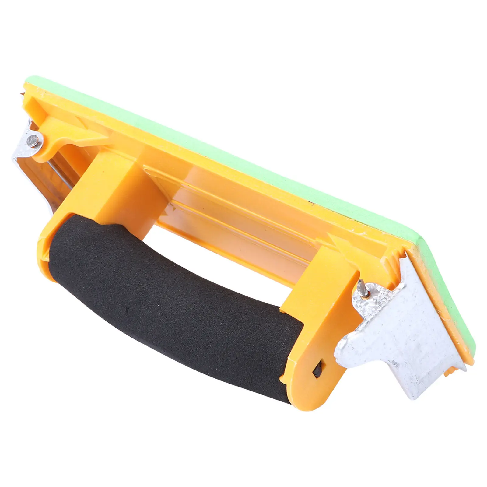 Hand Grip Sandpaper Holder Lightweight Durable Sponge Handle Metal Clip for Wall Wood Metal Sanding Polishing Tool Yellow view 3