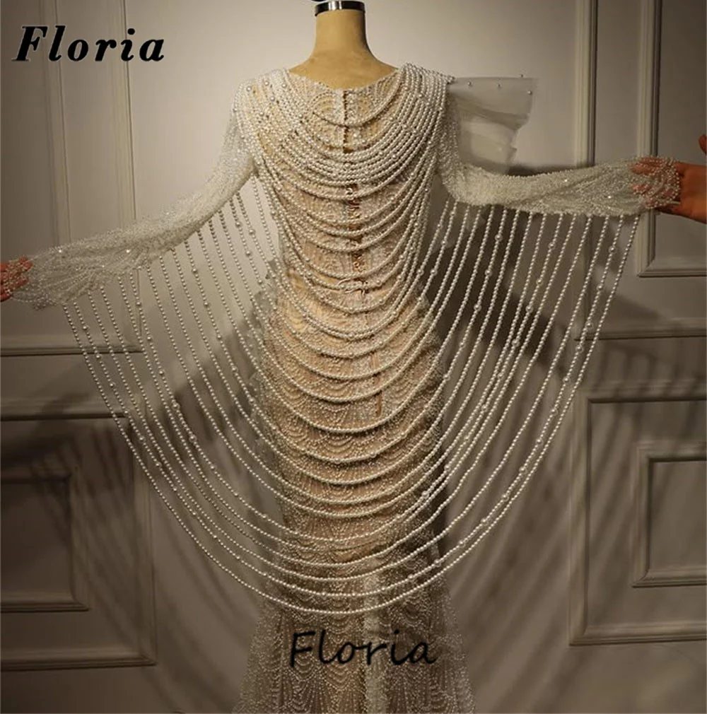 

Elegant 2025 Pearls Long Prom Dresses Customized Mermaid Female Beaded Party Gowns Engagement Evening Dress Vestidos De Gala