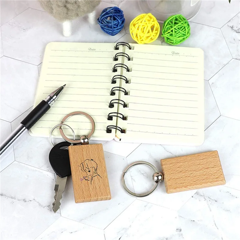 

ABVJ-100Pcs Blank Wooden Key Chain Wood Keychain Key Ring Key Tags Personalized EDC Or Best Gift Craft