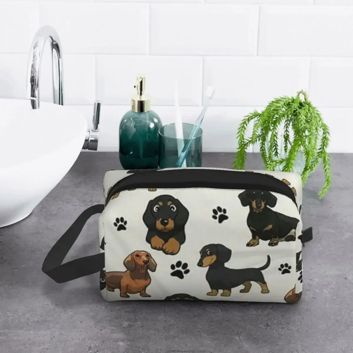 Dachshund Dog Toiletry Bag for Women Badger Sausage the Wiener Puppy Makeup Cosmetic Organizer Lady Beauty Storage Dopp Kit Case