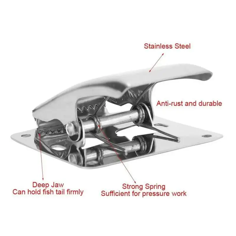 1PCS Stainless Steel Fish Tail Clip Deep-jaw Fillet Cleaning Clamp with Mounting Base Bait Pesca Iscas Fishing Tackle Board