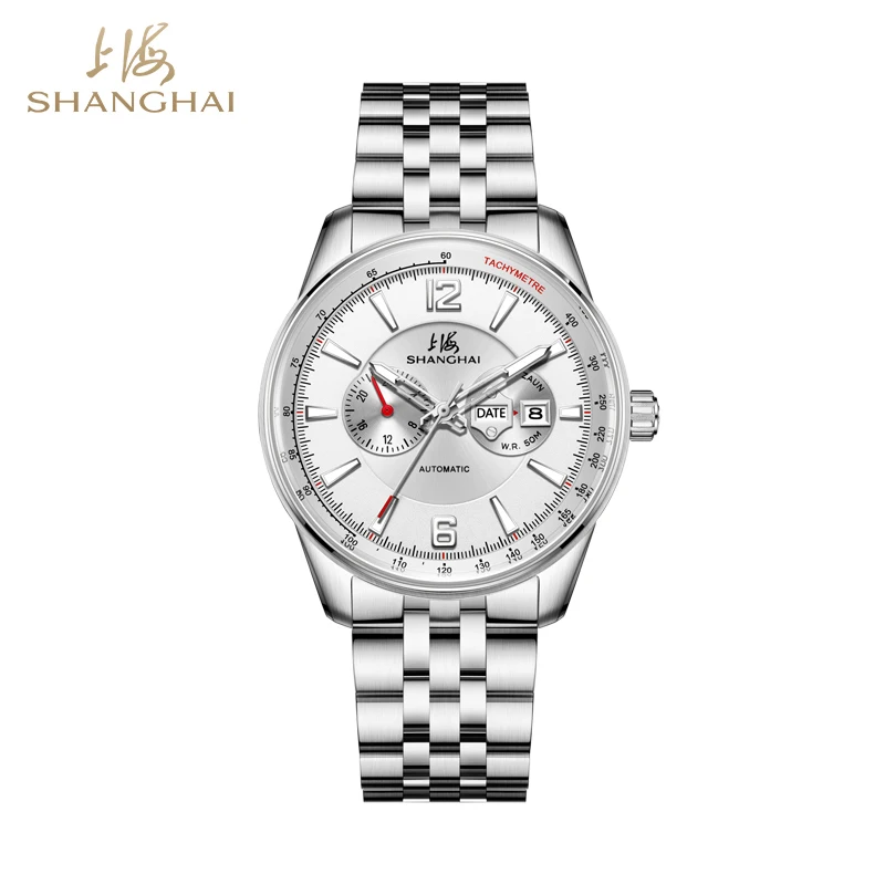 2025 Шанхайские мужские часы, автоматические механические часы, многофункциональные часы с календарем и неделей, сапфировые водонепроницаемые мужские часы 6027