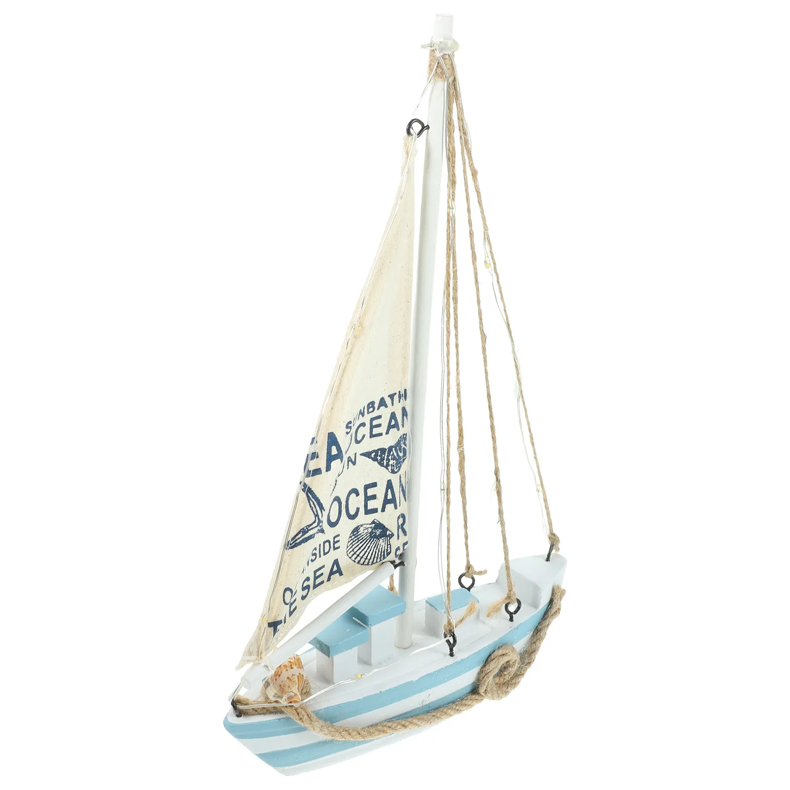 

Wooden Sailboat Nautical Ornament Mediterranean Sailing Ship Decoration Lightweight Desktop Decor for Living Room Office Bedroom