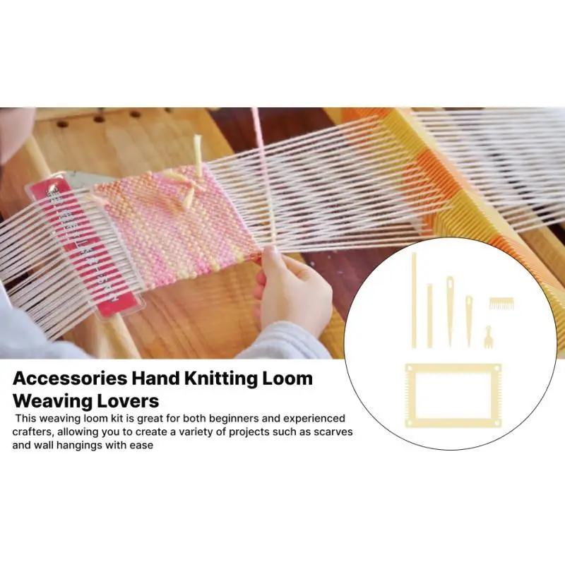 Compact Wooden Weaving Loom Kit for DIY Art Supplies Hand Knitting Tool for Tapestry Lovers and Beginners