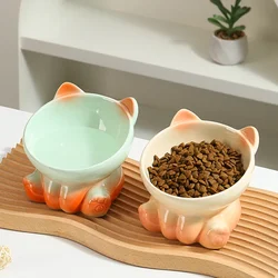 New Cute Ceramic Gradient Cat Bowl Food Anti-tipping Drinking Protecting Cervical Vertebrae Bowl For Cats Dog Accessories