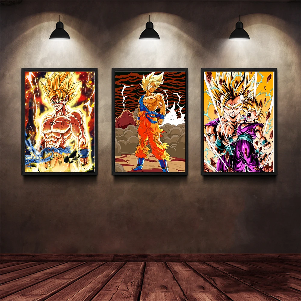 Anime Nhật Bản Ngoại Vi Rồng Bóng Áp Phích Phim Hoạt Hình Nhân Vật Goku Vegeta Tường Tranh Canvas Nghệ Hiện Đại Bức Tranh Tường Phòng Trang Trí Phòng Ngủ