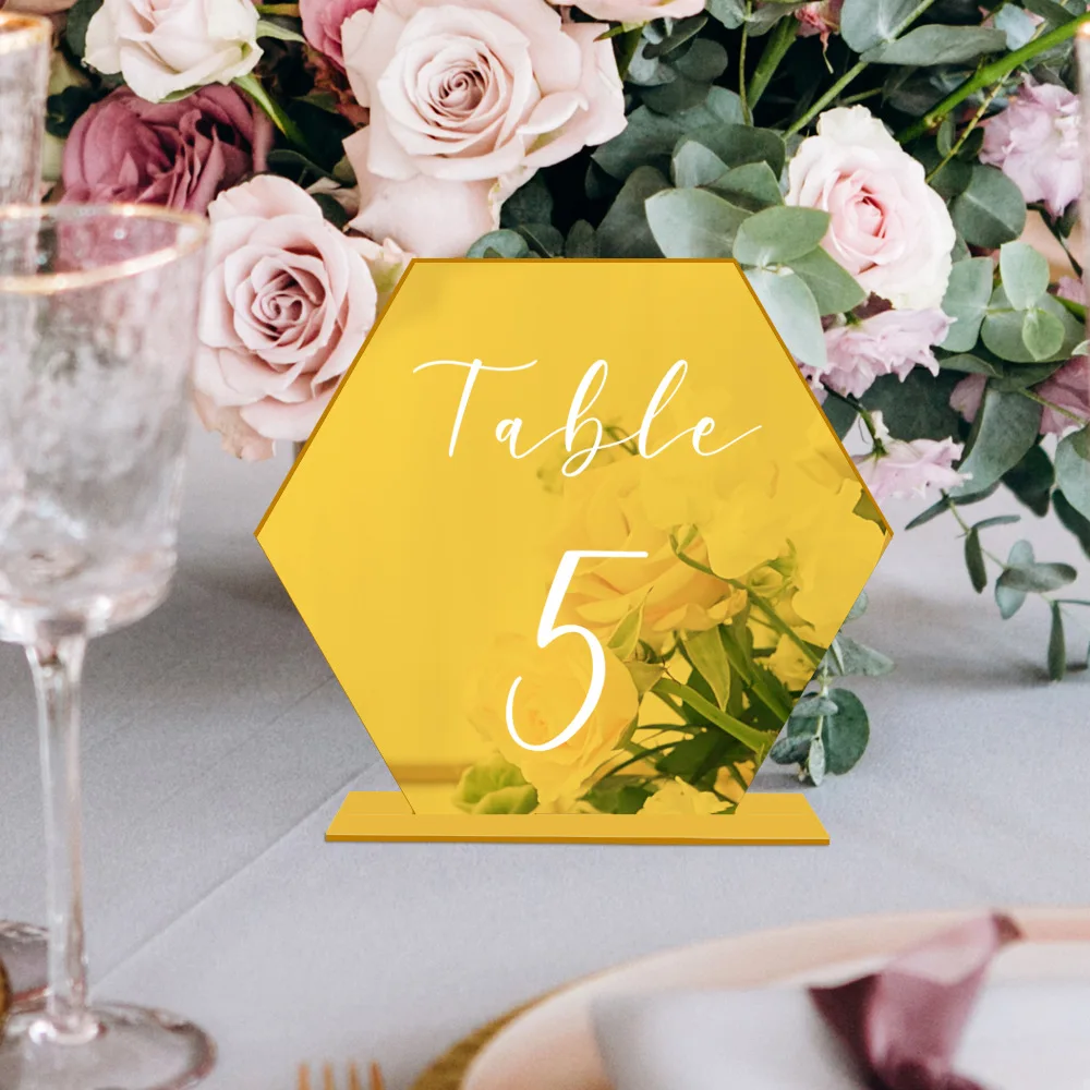 Hexagonal Blank Acrylic Table Plaque Wedding Table Number Plaque Dining Table Plaque DIY Personalized Seat Plaque 2mm Thickness