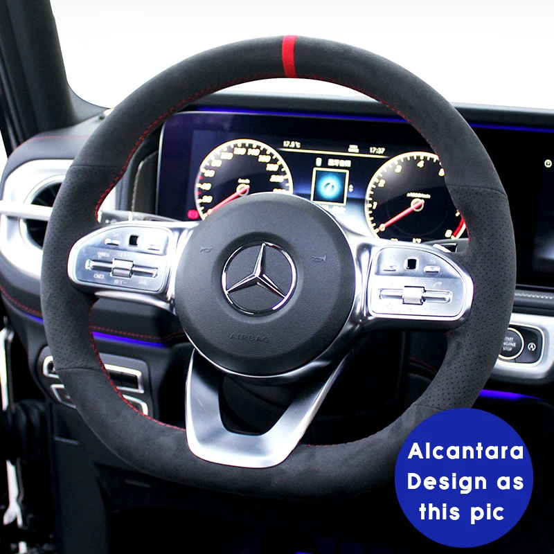 Alcantara Steering Wheel Cover for Mercedes Benz W177 V177 W247 W205 C118 C257 W213 EQA H243 2018-2021