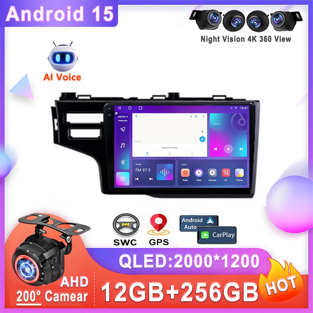 

Android 15 For Honda Jazz 3 2015-2020 Car Multimedia Player Auto Radio Navigation Head Unit Screen GPS