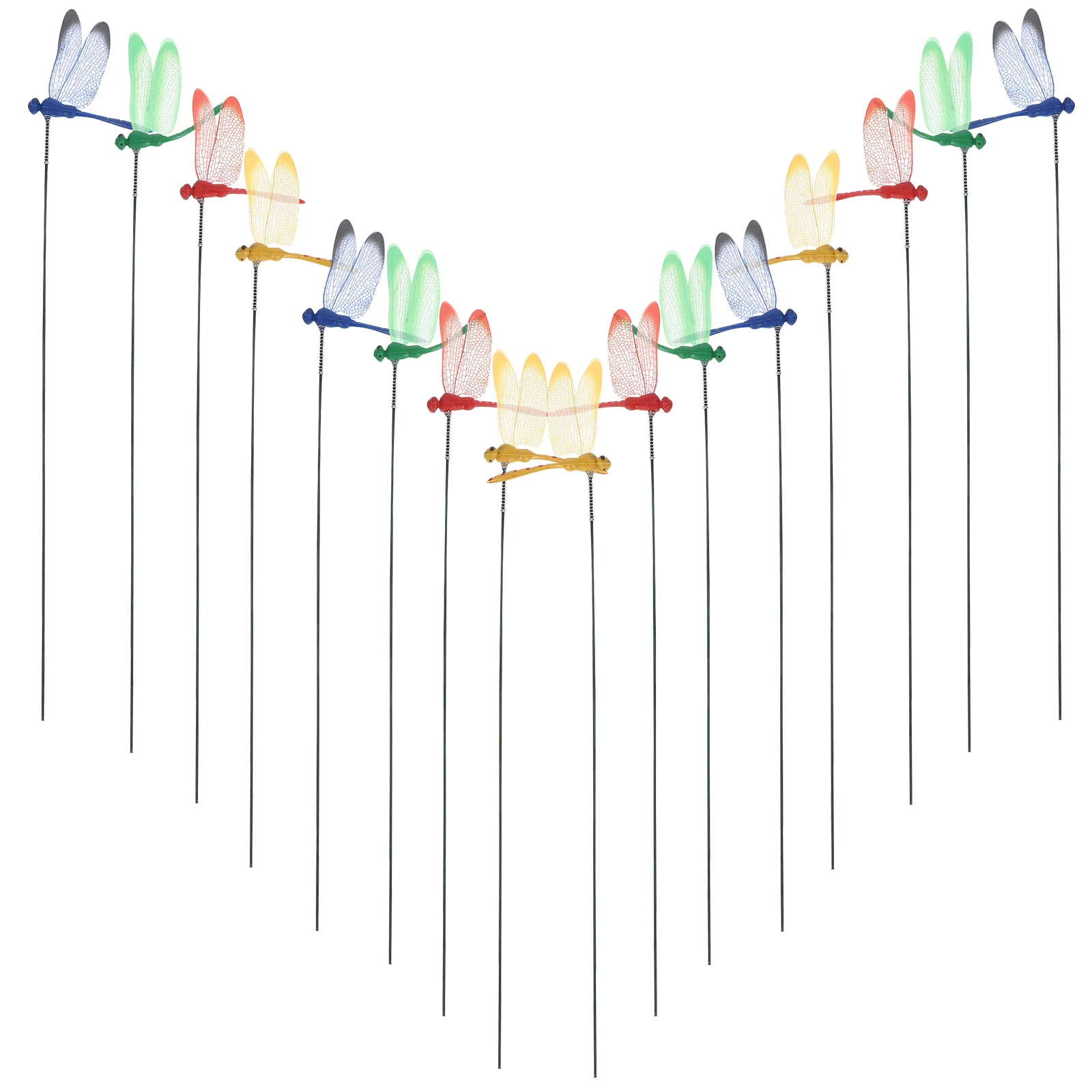 

20pcs Dragonfly Stakes Iron Dragonfly Outdoor Decor Wire PVC Garden Decor Home Yard Ornament Planter Craft Gift