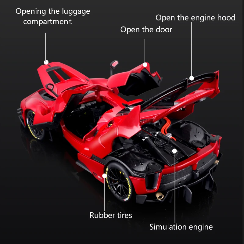 Bburago-Modèle de voiture Ferrari FXX K EVO Smile en alliage moulé sous pression, véhicules à collectionner, jouets pour adultes et enfants, 1:18