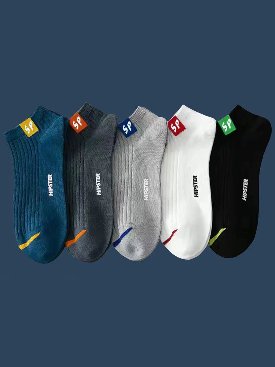 

2024 new 5 pairs of cheap quality good fashion socks men summer thin short tube sports stink-proof mouth simple four seasons man