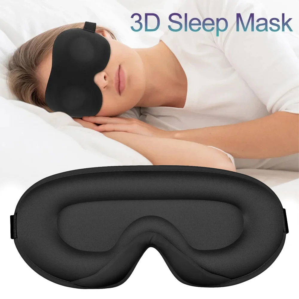 3D Eye Sleep Mask Contoured Cup Night Blindfold Light Blocking Eye Cover Molded Shade with Adjustable Strap for Travel