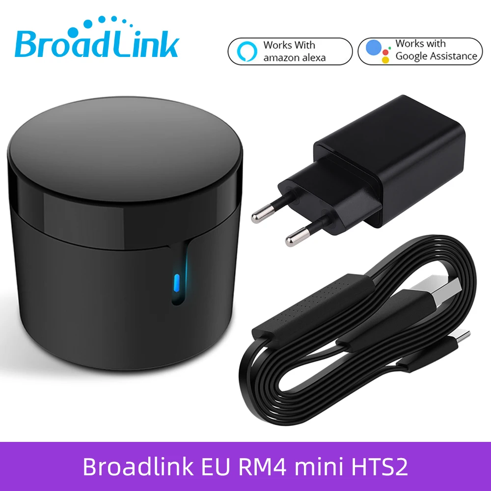 

Оригинальный ИК-пульт Broadlink RM4 Mini 2026 года, умный домашний помощник, датчик температуры и влажности HTS2, работает с Alexa и Google Home