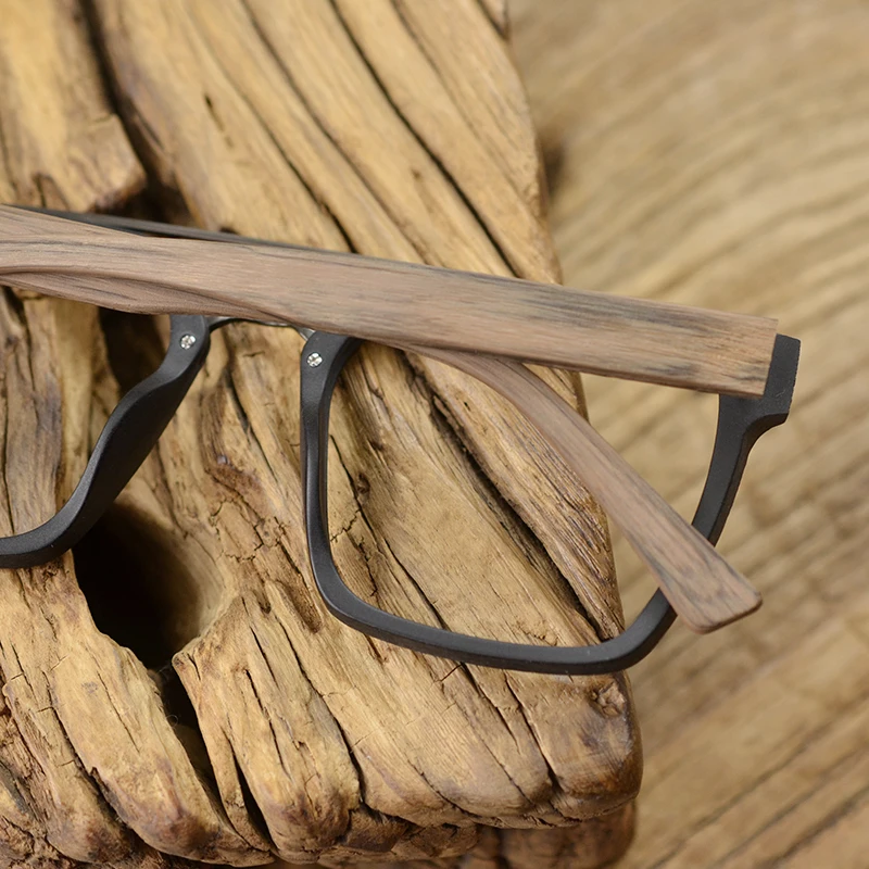 HDCRAFTER kwadratowe okulary mężczyźni kobiety drewniane moda Retro okulary korekcyjne okulary optyczne okulary rama Vintage okulary — zdjęcie 5
