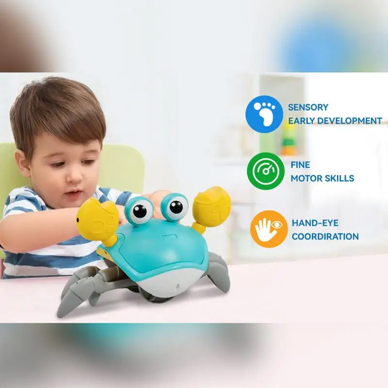 Caranguejo rastejante brinquedo recarregável caranguejo brinquedo com luz e som educacional dos desenhos animados crianças caranguejos de indução sensorial crianças interativo