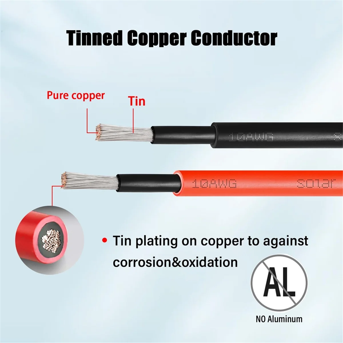 ABNJ 1 Pair Red Black Double Ends Solar Extension Cable with Connector 6mm² Connector Solar Panel Cable Photovoltaic Wire
