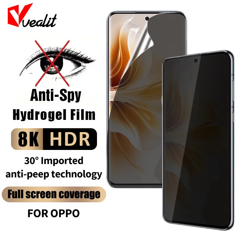 

Full Curved Privacy Hydrogel Film For Oppo Reno 11 10 9 Pro Plus Screen Protector For Oppo A2 A1 Pro Anti-spy Protective Film