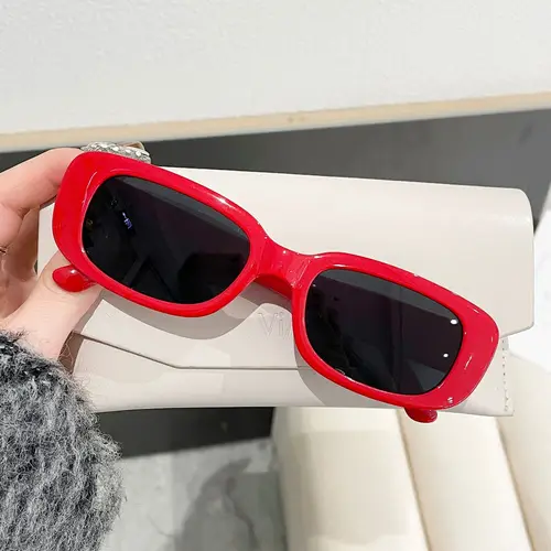 Gafas de sol rojas clásicas de moda para hombre y mujer, gafas Retro Vintage UV400, gafas de sol cuadradas de lujo para exteriores