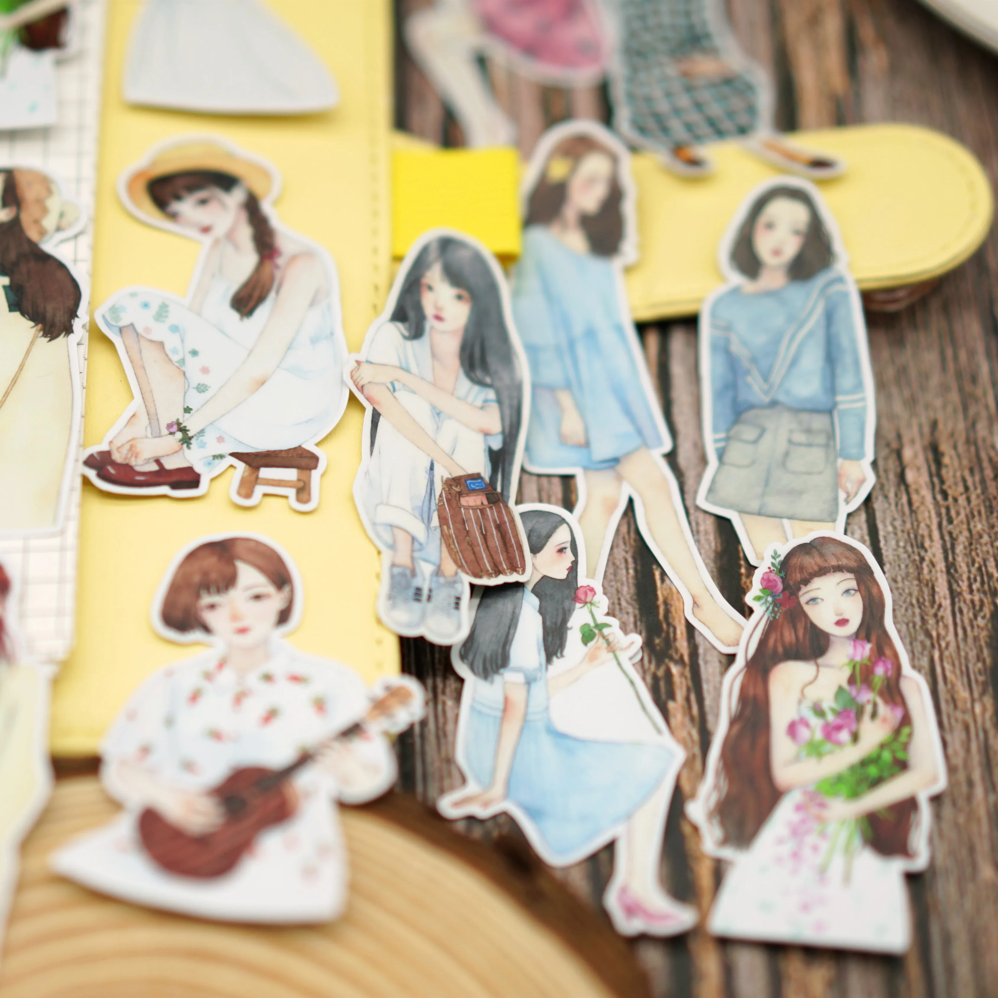 15Pcs/Pack Fresh Young Girls Sticker DIY Craft Scrapbooking Album Junk Journal Decorative Stickers