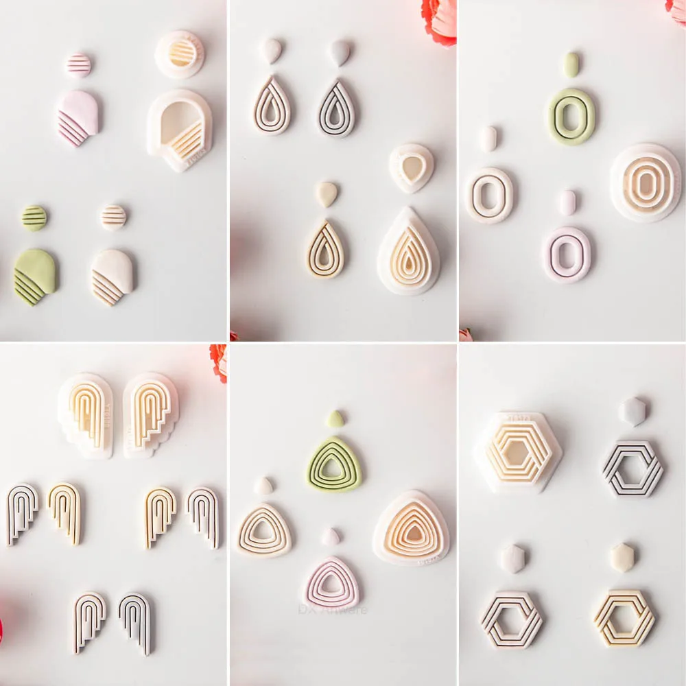 Irregular Pattern Series Raindrops/Triangle/Round/Trapezoid Unique Shaped Clay Cutting Molds Clay Molds For DIY Earrings Jewelry