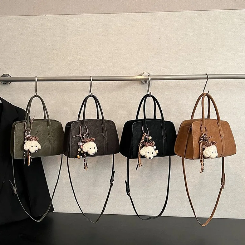 

High-End Women's Casual Simple Leather Crossbody Bag Paris Fashionable Elegant Ladies Vintage Messenger Bag