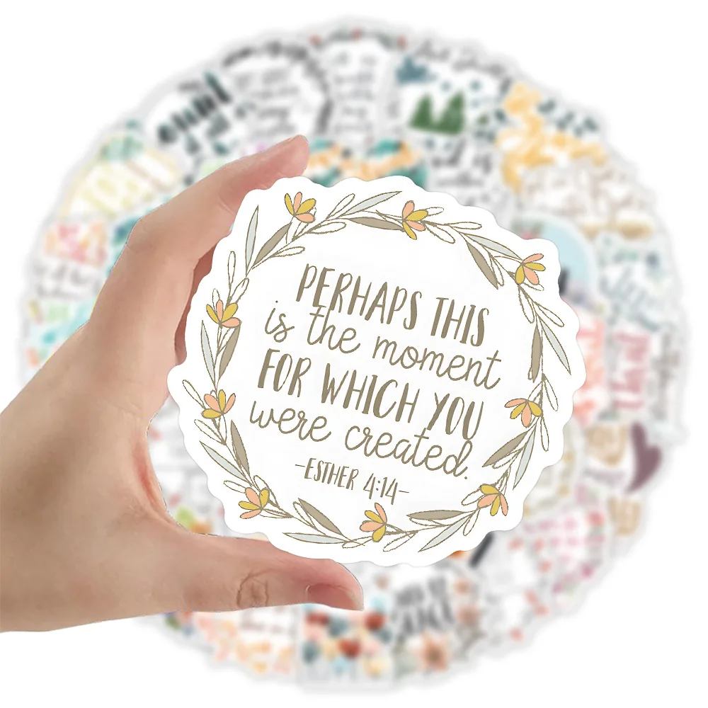10/50PCS Bible Christian Stickers Cartoon Jesus Loves You Decal English Phrases Laptop Phone Guitar Cup Waterproof Sticker Toys