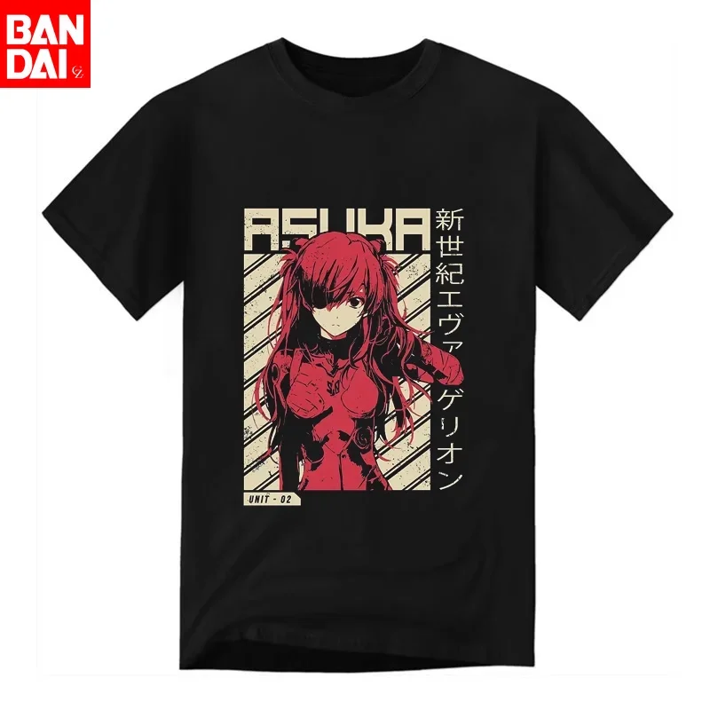 

Neon Genesis Evangelion Asuka Langley Soryu Unit-02 Vintage Black T Shirt 2026 Summer Oversized Anime Graphic Tee for Men Women