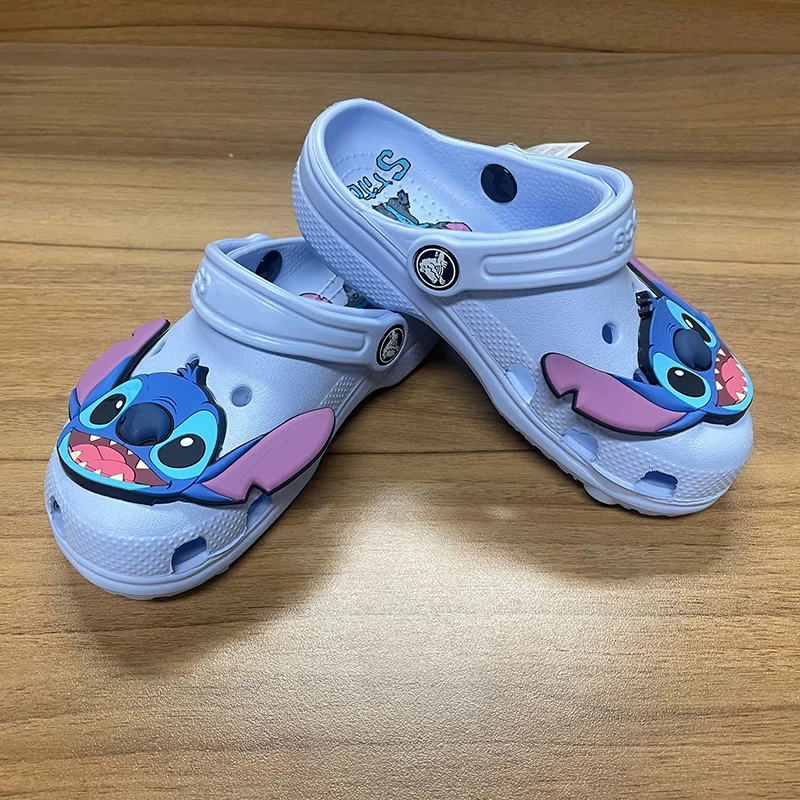 Miniso Disney Cartoon Stitch Solid Slippers Outdoor Sandals Stitch Casual Breathable Ankle-Wrap Beach Shoes Anti Slip Slippers