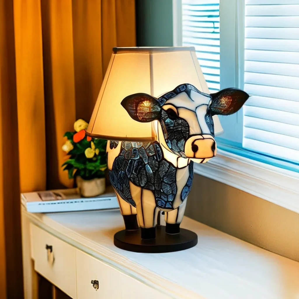 Versatile Table Lamp Creative Resin Bedside Lamp for Every Room Cowhead Desk Lamp Home Furnishings