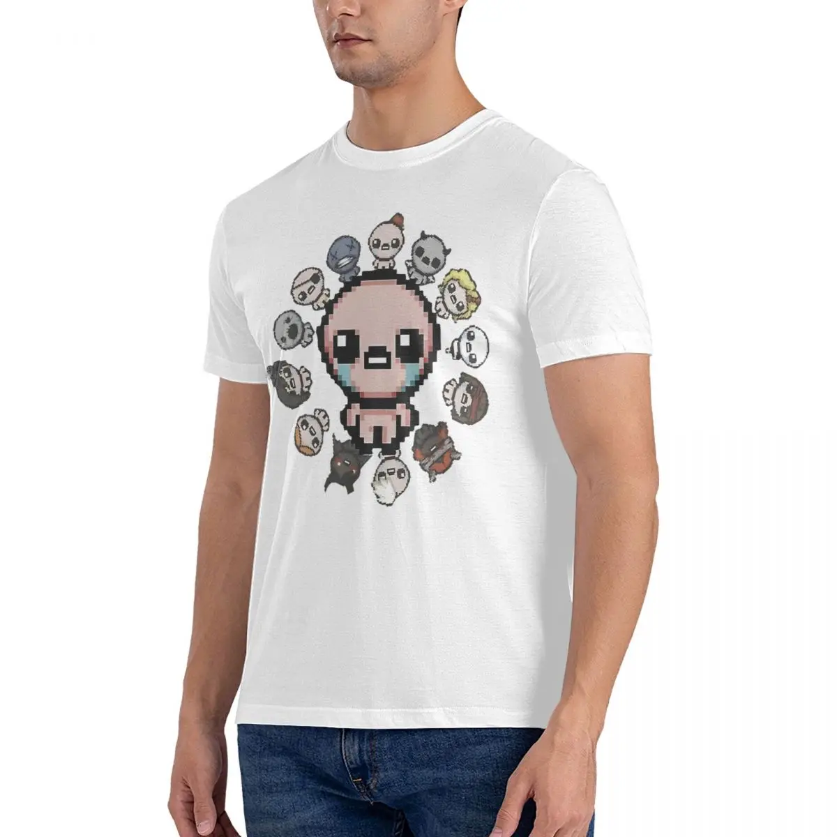 GAME Men T Shirt The Binding of Isaac Vintage Tees Short Sleeve Round Collar T-Shirt 100% Cotton Gift Tops