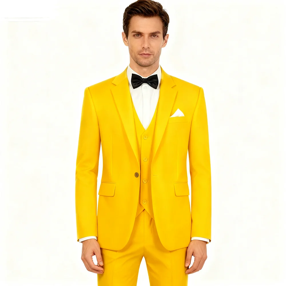 

Solid Color 3-Piece Men's Terno Formal Suit Slim Fit Smoking Set with Jacket Pants And Tie