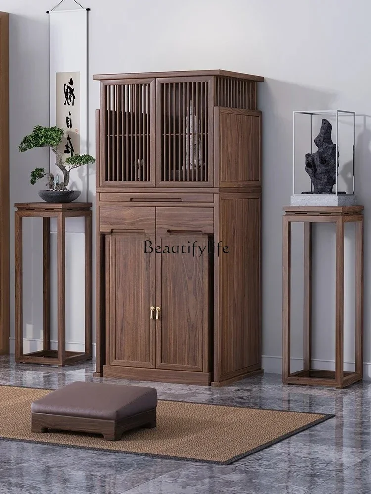 

FG10Nicchia buddista nuovo armadio verticale cinese porta nascosta combinazione in legno massello casa moderna semplice dio dell