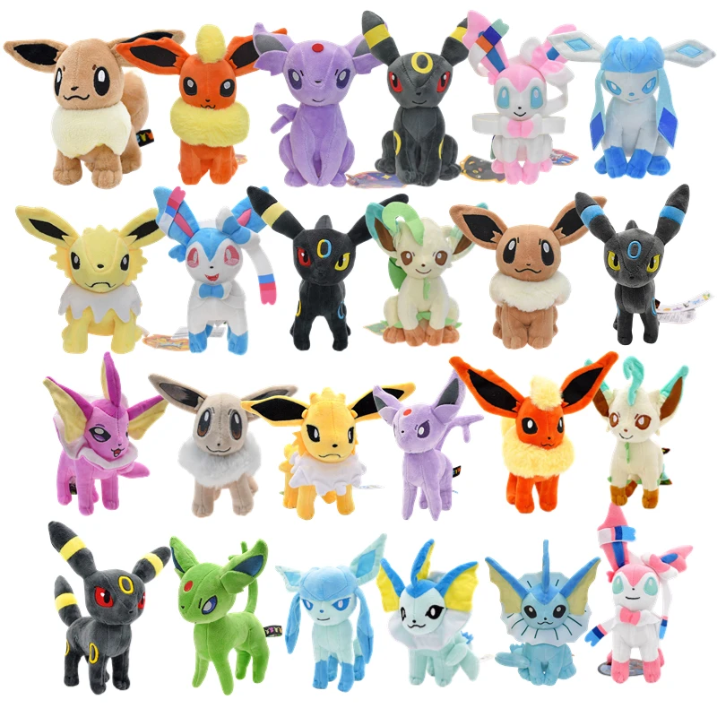 18-20cm Pokemon Eevee Plush Toys Kawaii Umbreon Espeon Vaporeon Jolteon Sylveon Leafeon Flareon Anime Stuffed Dolls Pendant Toys