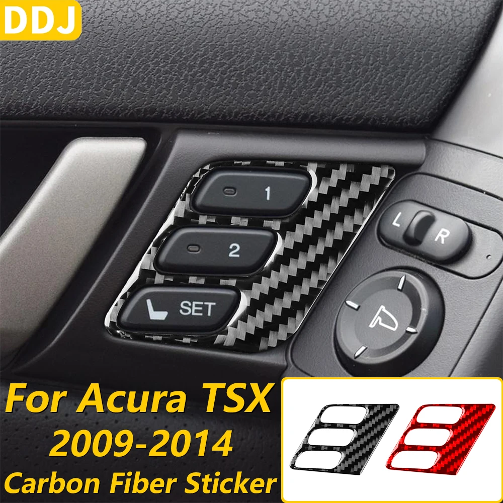 For Acura TSX 2009-2014 Carbon Fiber Door Seat Memory Button Panel Cover Decorative Car Accessories Interior Decoration Sticker
