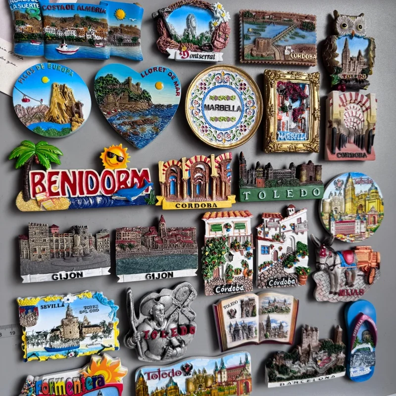 Spain Fridge Magnets Cordoba Marbella Toledo Sevilla Montserrat Gijon LLORET Toledo Benidorm Magnet Refrigerator Sticker Gifts